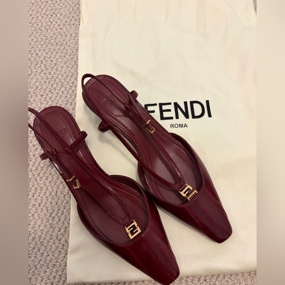 Fendi FFold Leather slingbacks - Picture 2 of 6
